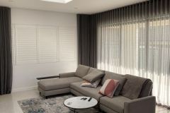 Gemini-Charcoal-Wave-Fold-Sheer-Curtains-with-a-70mm-hem-2-in-front-of-Ecosmart-Express-Shutters-F05-White-89mm-Blades-2